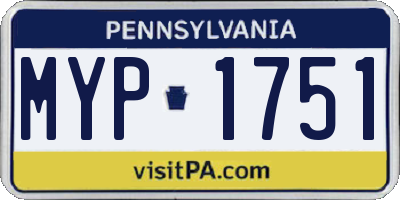 PA license plate MYP1751