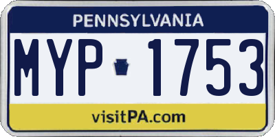 PA license plate MYP1753