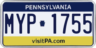 PA license plate MYP1755