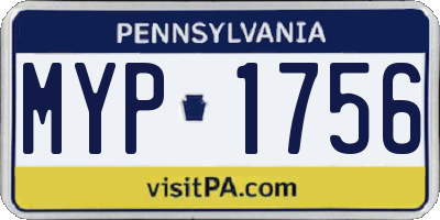 PA license plate MYP1756