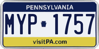 PA license plate MYP1757