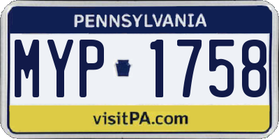 PA license plate MYP1758