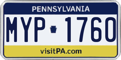 PA license plate MYP1760