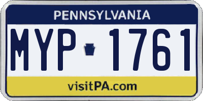 PA license plate MYP1761