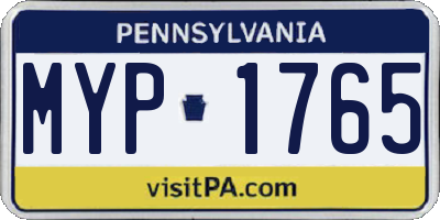 PA license plate MYP1765