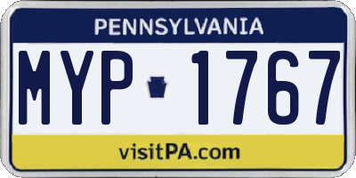 PA license plate MYP1767
