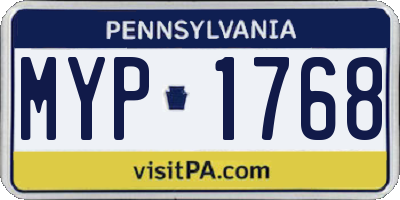 PA license plate MYP1768