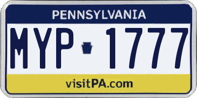 PA license plate MYP1777