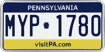 PA license plate MYP1780