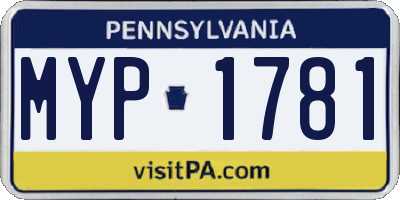 PA license plate MYP1781