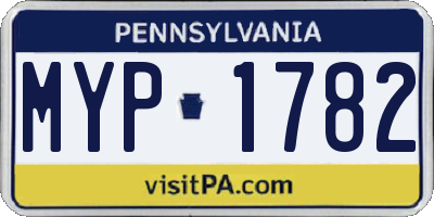 PA license plate MYP1782