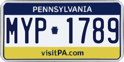 PA license plate MYP1789