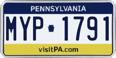 PA license plate MYP1791