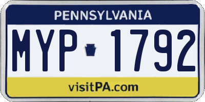 PA license plate MYP1792