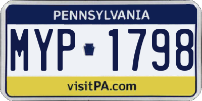 PA license plate MYP1798