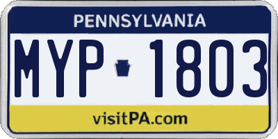 PA license plate MYP1803