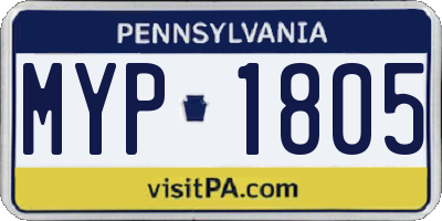 PA license plate MYP1805