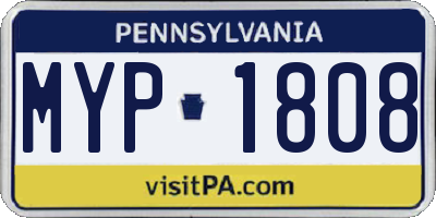 PA license plate MYP1808