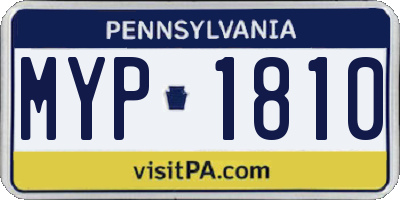 PA license plate MYP1810