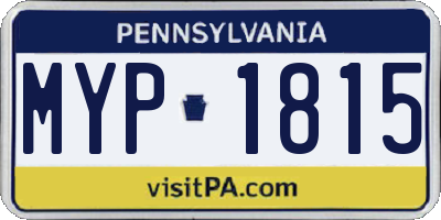 PA license plate MYP1815