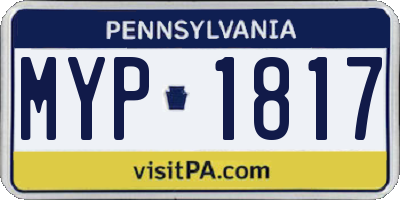 PA license plate MYP1817