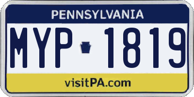 PA license plate MYP1819