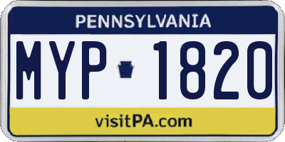 PA license plate MYP1820