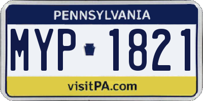 PA license plate MYP1821