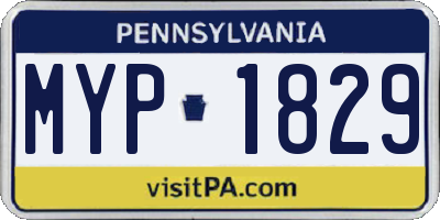 PA license plate MYP1829