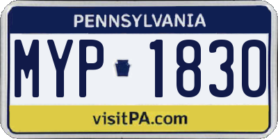 PA license plate MYP1830