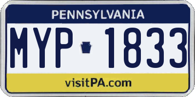 PA license plate MYP1833