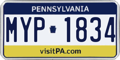 PA license plate MYP1834