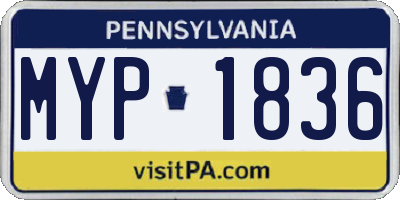 PA license plate MYP1836