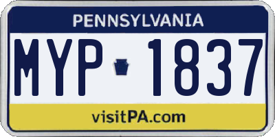 PA license plate MYP1837