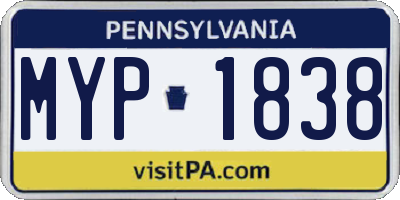 PA license plate MYP1838