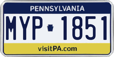 PA license plate MYP1851