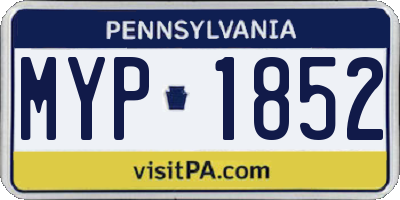 PA license plate MYP1852