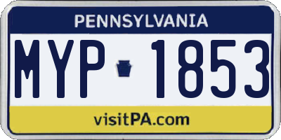 PA license plate MYP1853