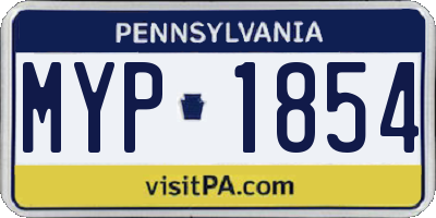 PA license plate MYP1854
