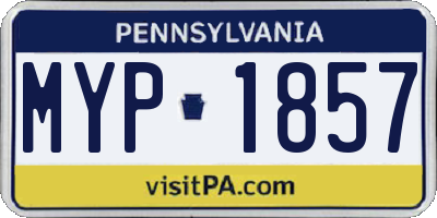 PA license plate MYP1857