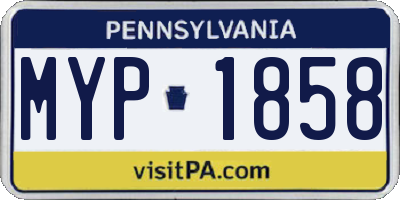 PA license plate MYP1858
