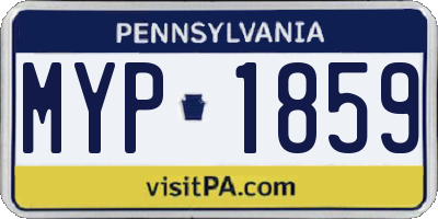 PA license plate MYP1859