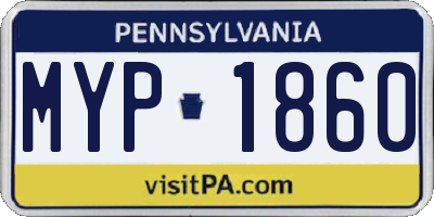 PA license plate MYP1860