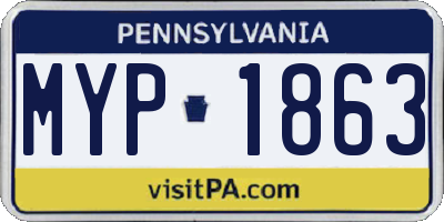PA license plate MYP1863