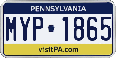 PA license plate MYP1865