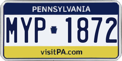 PA license plate MYP1872