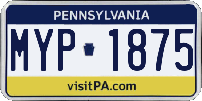 PA license plate MYP1875