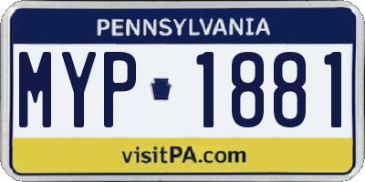 PA license plate MYP1881