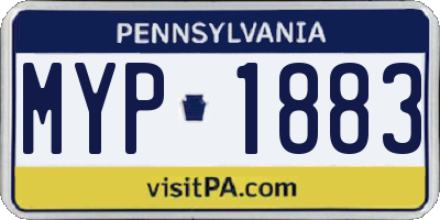 PA license plate MYP1883