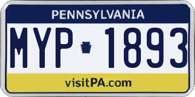 PA license plate MYP1893